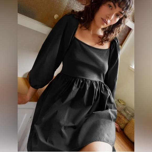 Nation LTD Dresses & Skirts - Nation LTD Heddie Combo Babydoll puff 3/4 sleeves Dress Size M In Jet Black